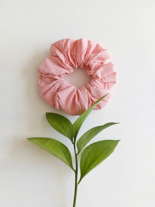 Peach Stripe Hair Scrunchie 3