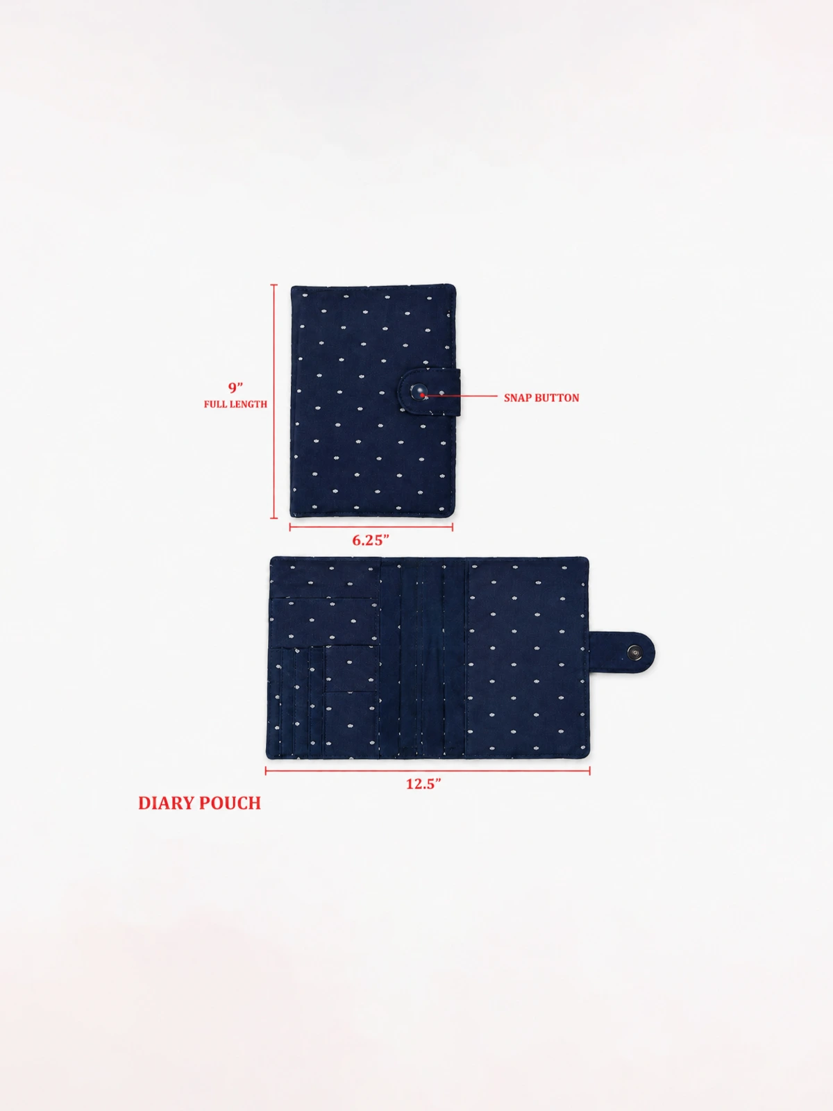 Navy Blue Diamond Print Diary Cover with Multi-Utility Pockets thumbnail 12