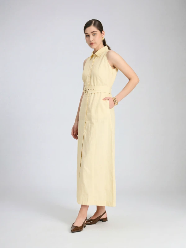 Yellow Halter Neck A-line Dress For Women 4