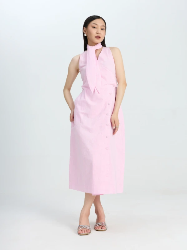 Light Pink Formal Dress With Scarf Tie For Women Zlataa 1