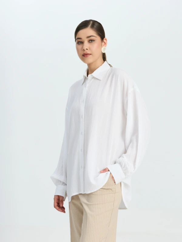 White Oversized Formal Shirt For Women 3
