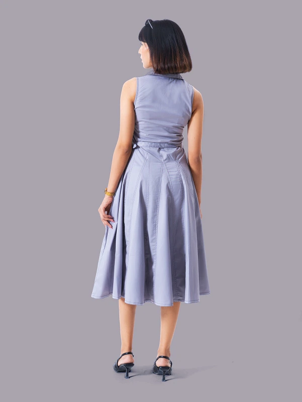 Grey Fit And Flare Formal Dress With Classic Look 3