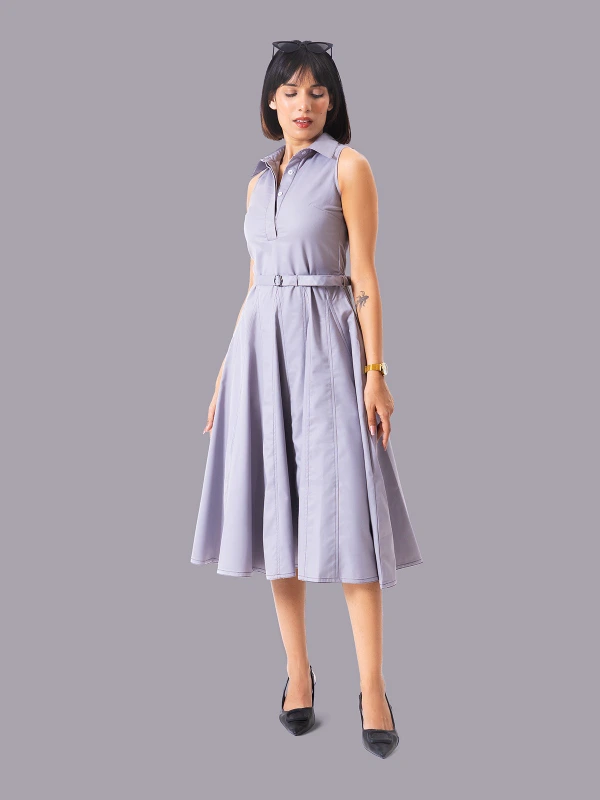 Grey Fit And Flare Formal Dress With Classic Look 4