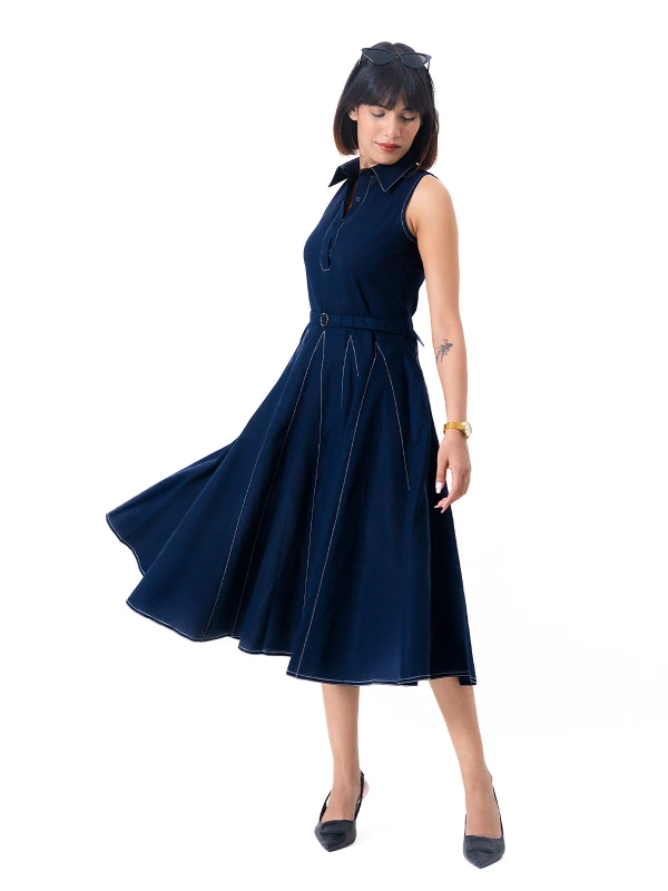 Blue Fit and Flare Formal Dress 4