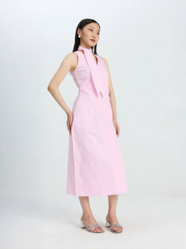 Light Pink Formal Dress With Scarf Tie For Women Zlataa 3
