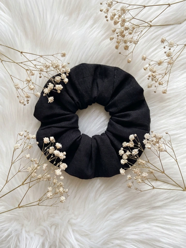 Black Solid Hair Scrunchie