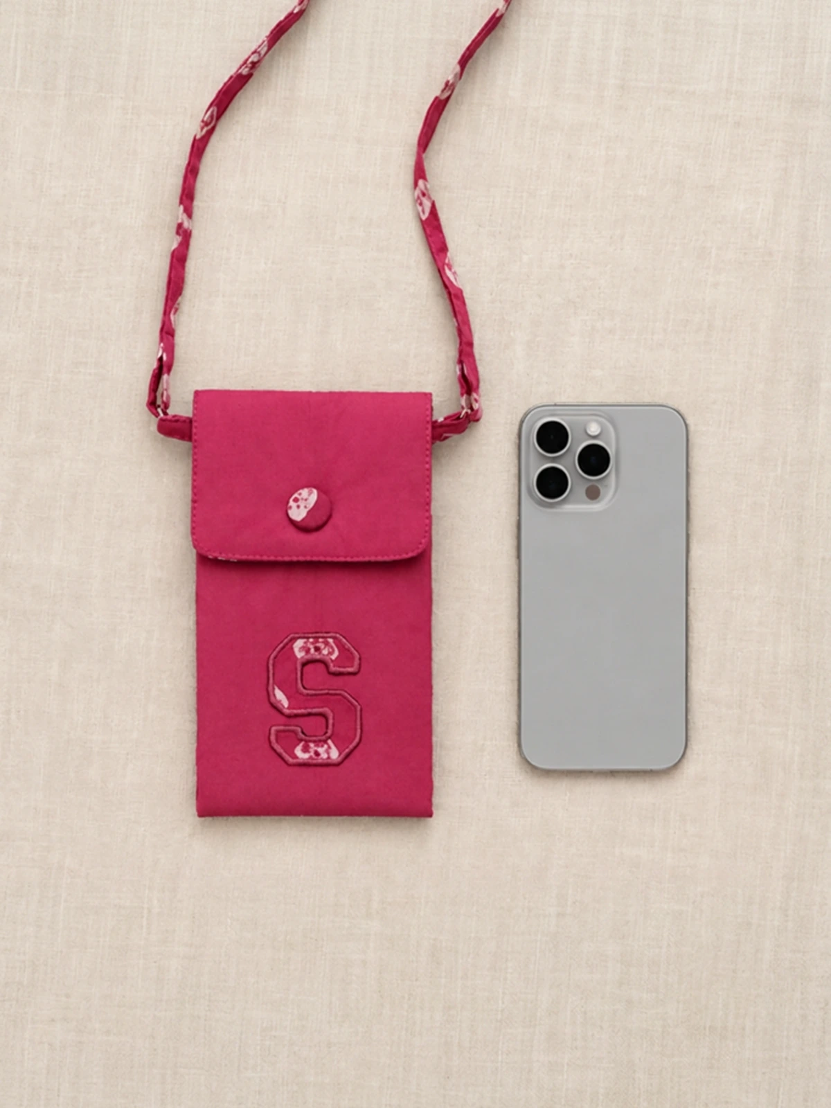 Personalized Pink Bandhani Print Crossbody Phone Pouch thumbnail 4