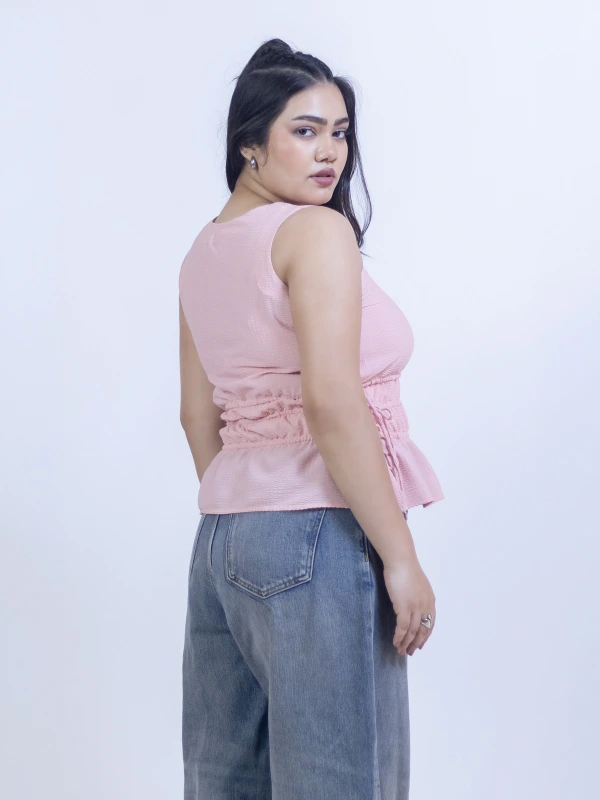 Peach Tie-up Peplum Top 4