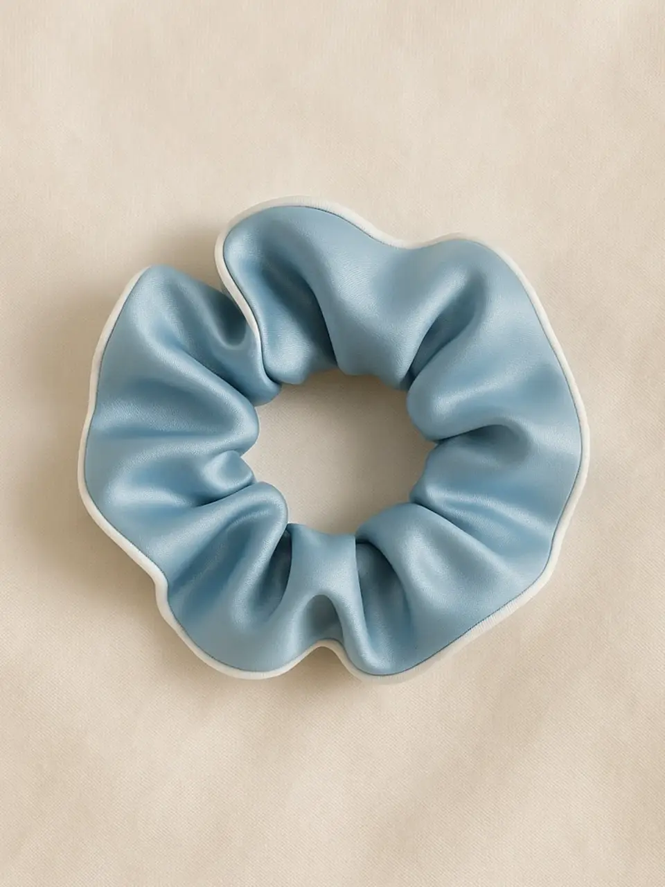 Blue Satin Srunchie with Piping
