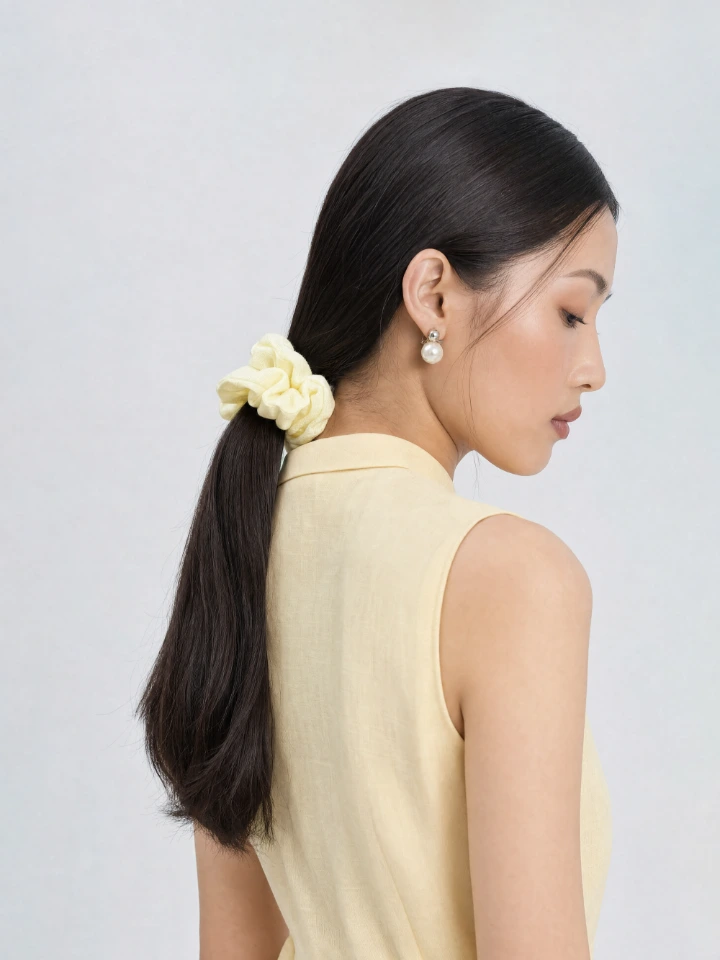 Yellow Solid Hair Scrunchie