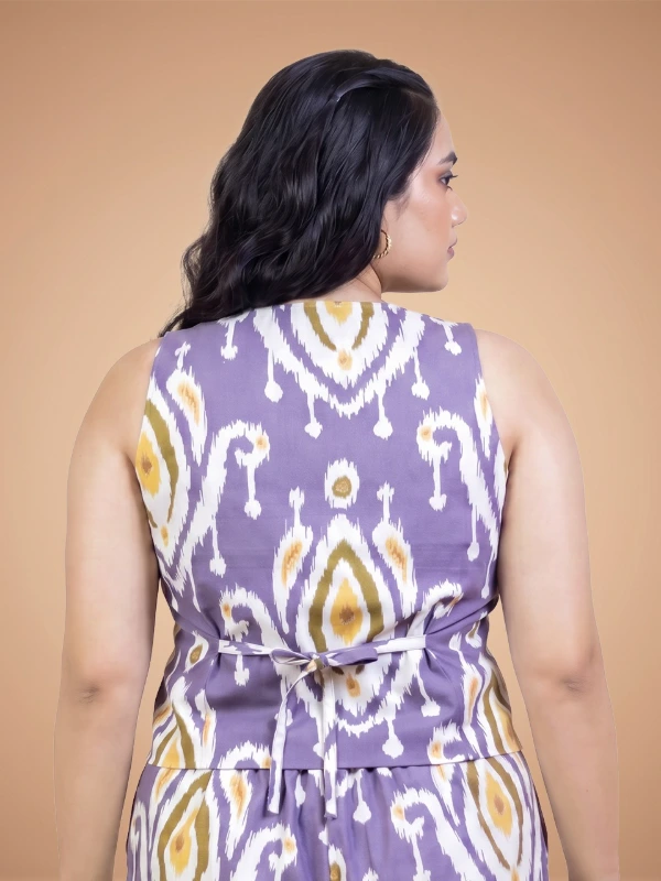 Purple Ikat Cotton Waistcoat 6