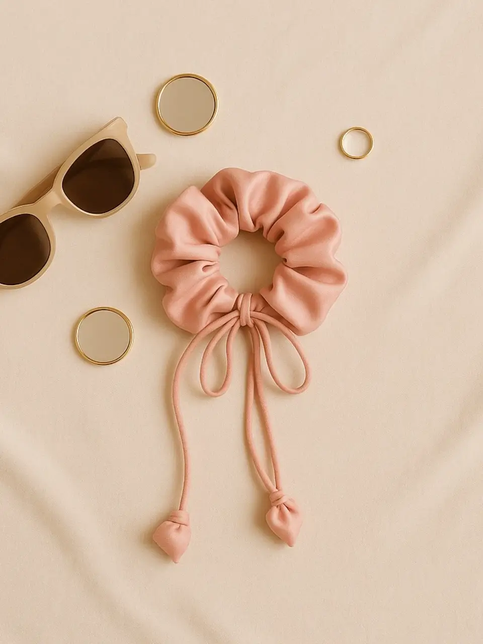 Pink Scrunchie Hair Tie with Tulip Tassels