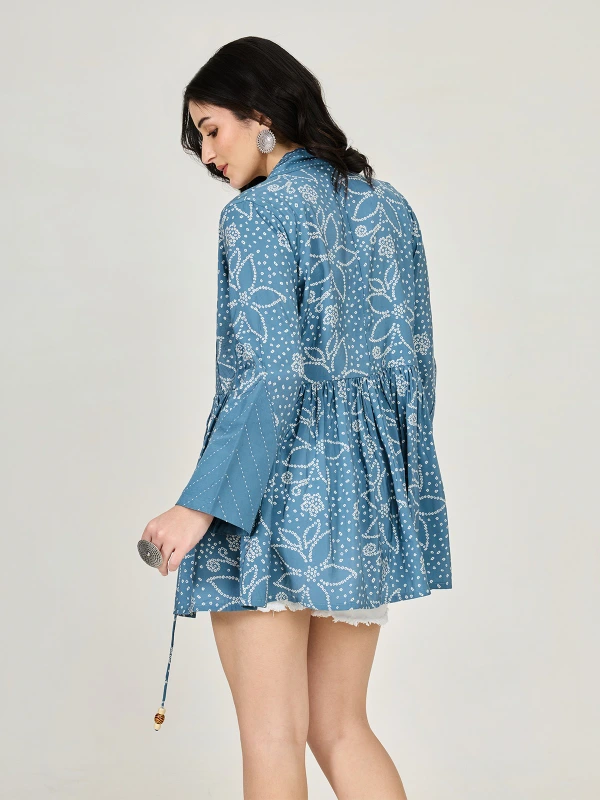 Blue Printed Peplum Shrug 7
