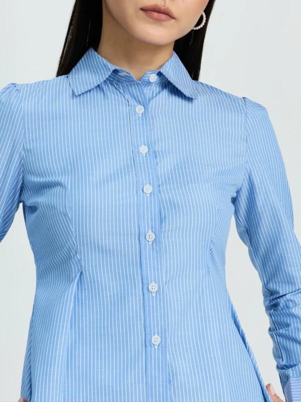 Striped fit flare formal shirt 6