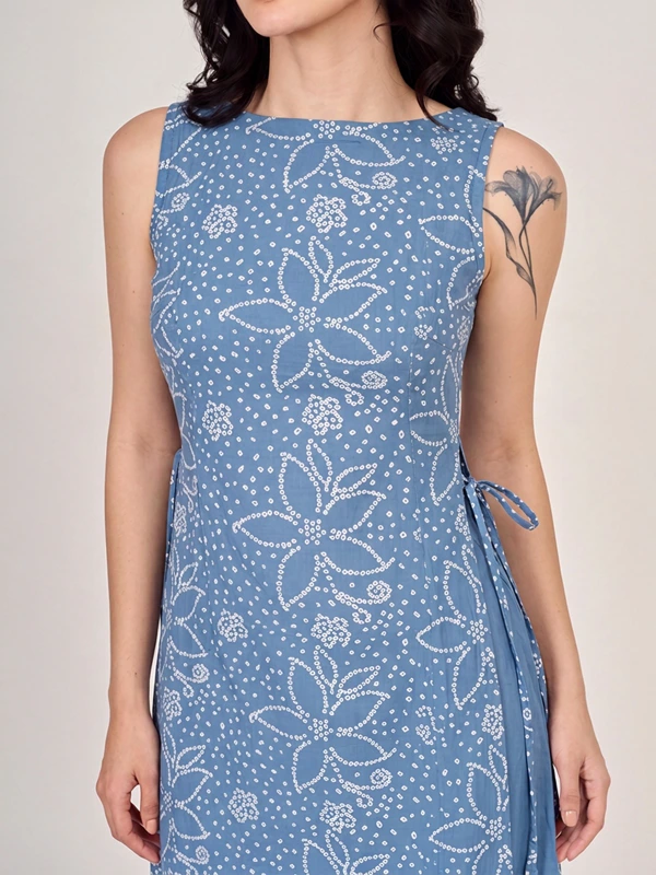 Blue Bandhani Printed Long Kurta 3