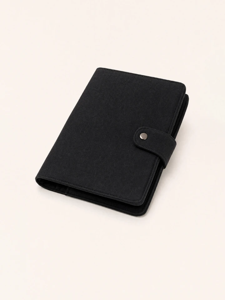 Black Diary Cover with Multi-Utility Pockets