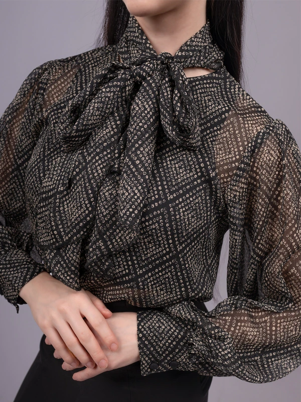 Black Printed Georgette Formal Top 6