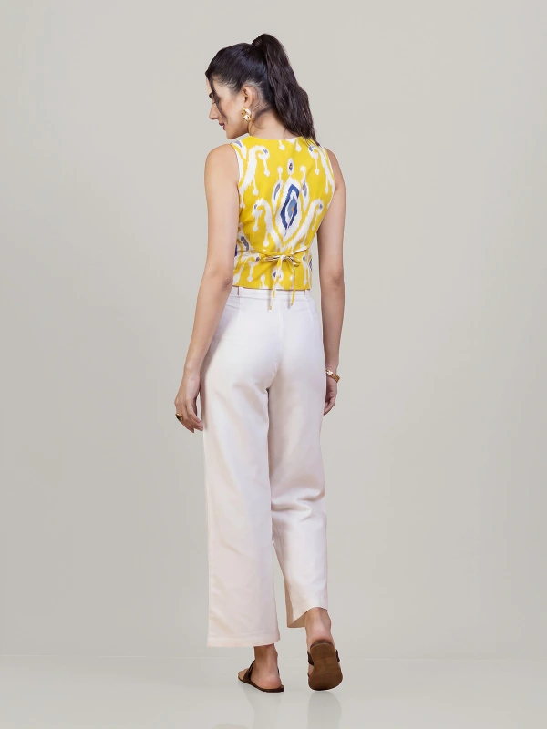 Off white cotton straight fit pants 6
