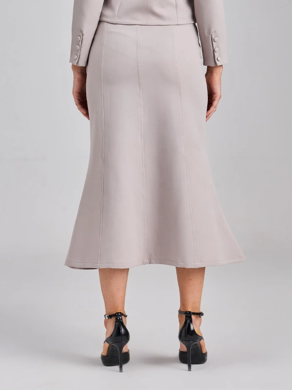 Light Grey Slim Fit Formal Skirt for Women 7
