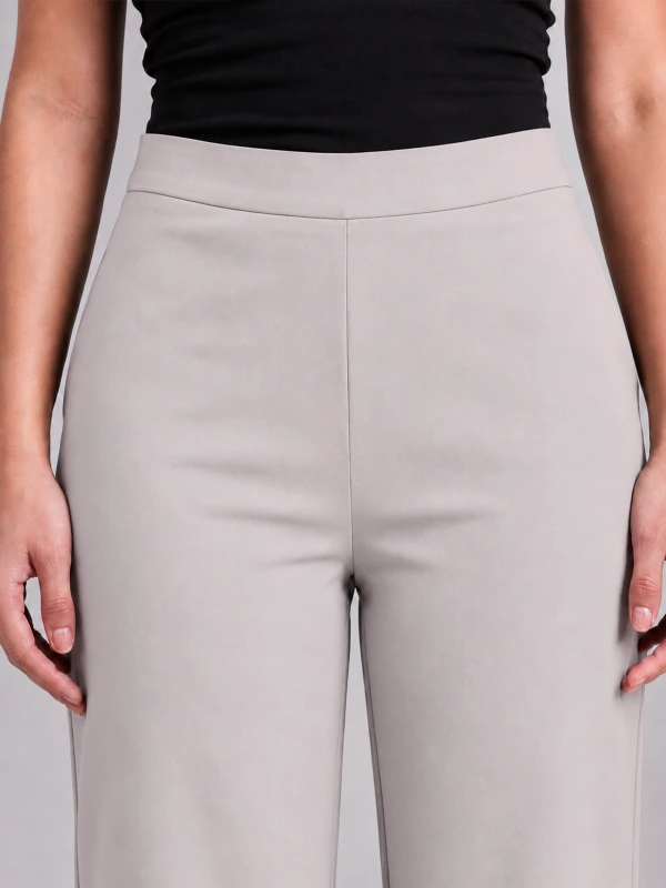 Light Grey high rise Straight-Fit Formal Pants 3