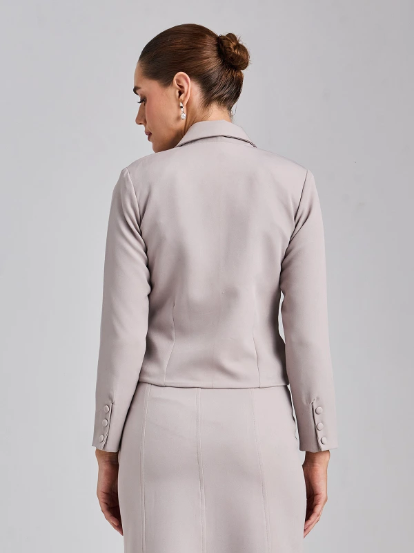 Light Grey Cropped Blazer for Women 4