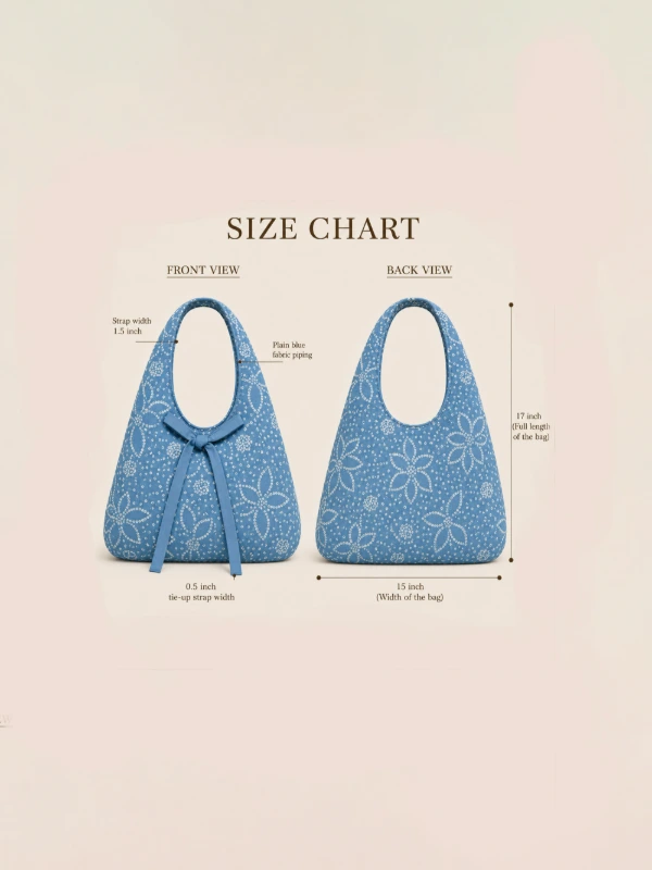 Blue Bandhani Printed Hobo Bag 5