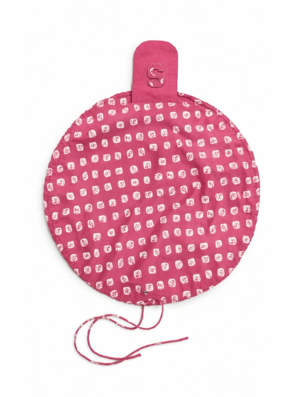Pink Bandhani Printed Drawstring Makeup Pouch 3