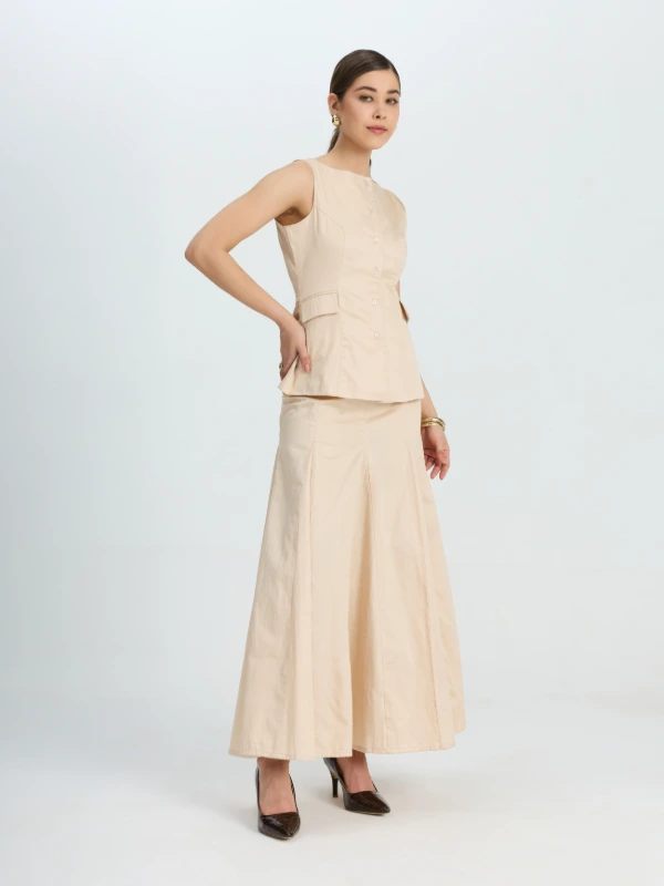 Waistcoat And Long Pleated Skirt Formal Co-ord Set 3