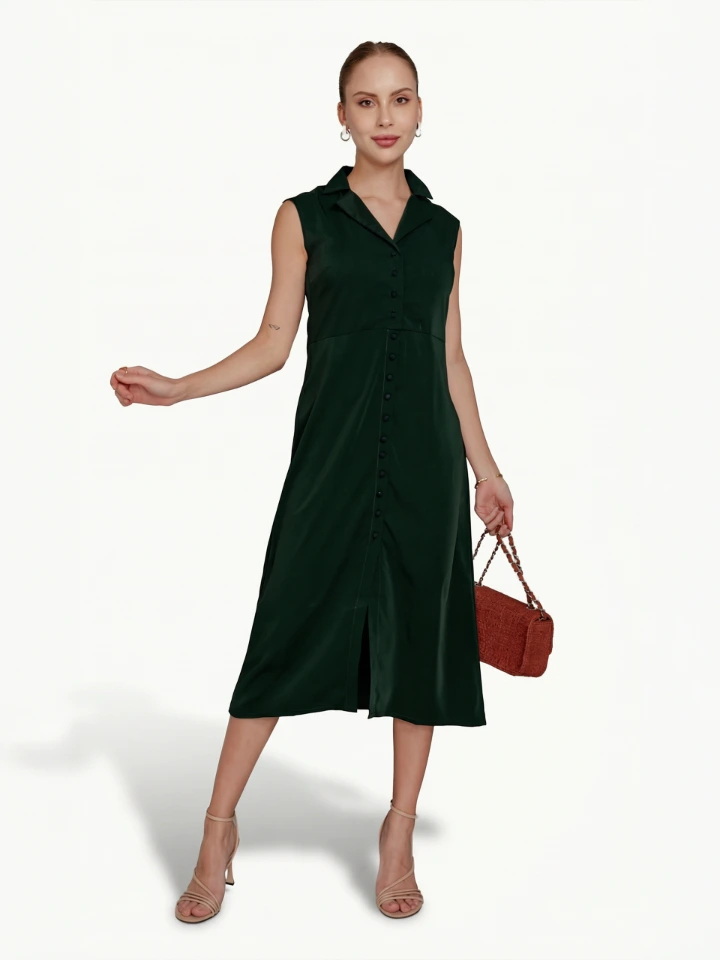 Green Cap Sleeve Formal Dress For Professional Style