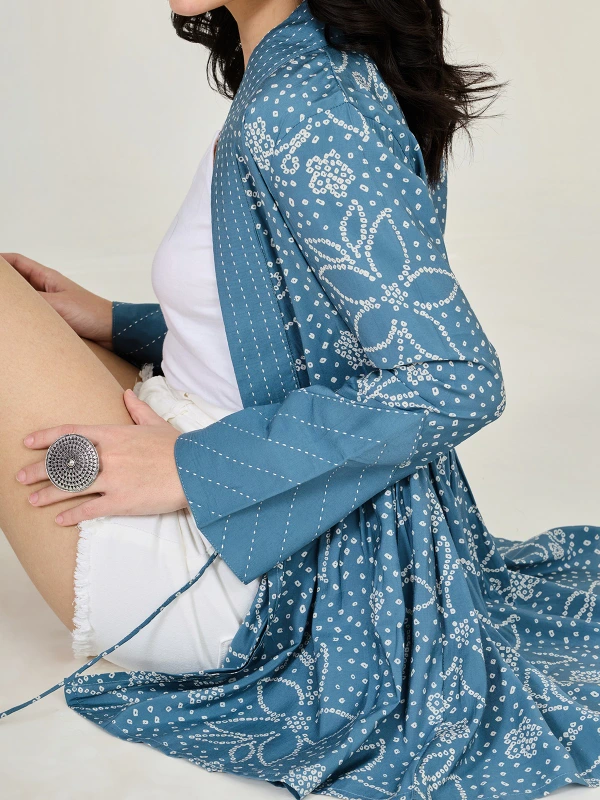 Blue Printed Peplum Shrug 6