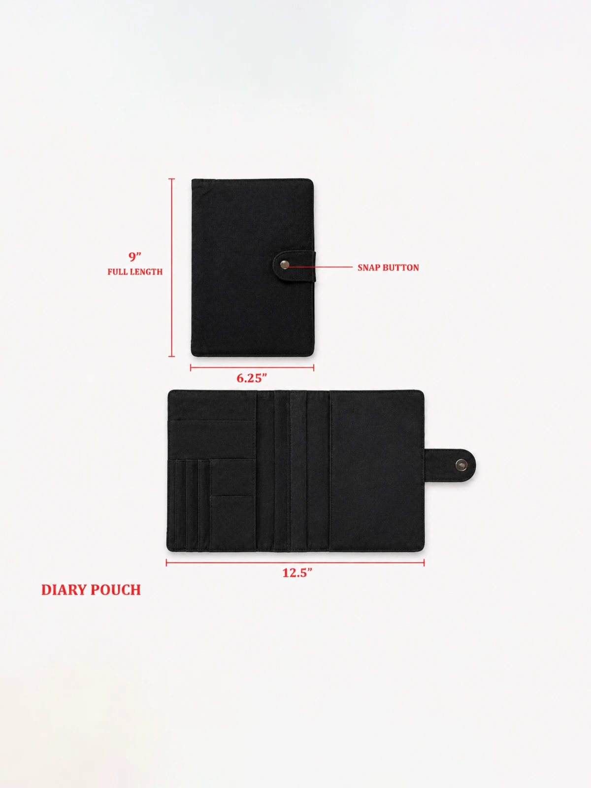 Black Diary Cover with Multi-Utility Pockets thumbnail 6