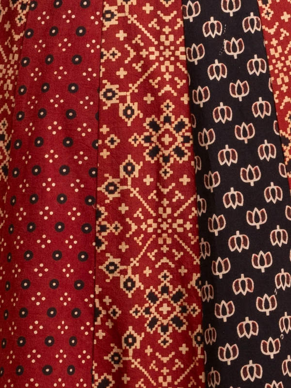 Multi Color Ajrakh Printed A-Line Panel Dress 7
