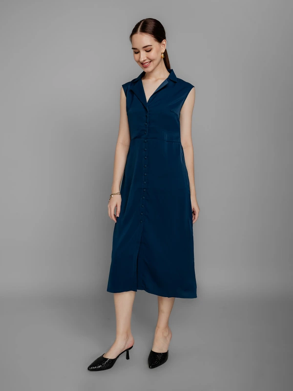 Blue Cap Sleeve Formal Dress With Elegant Fit 4
