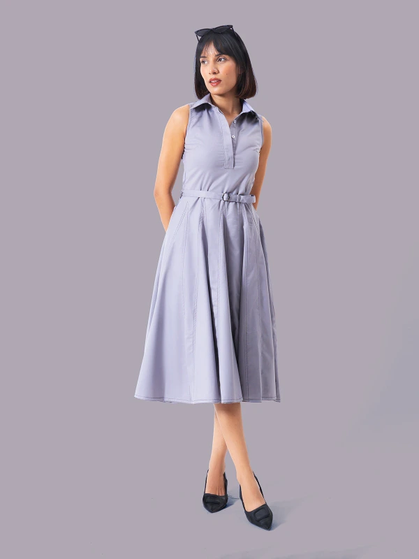 Grey Fit And Flare Formal Dress With Classic Look 2