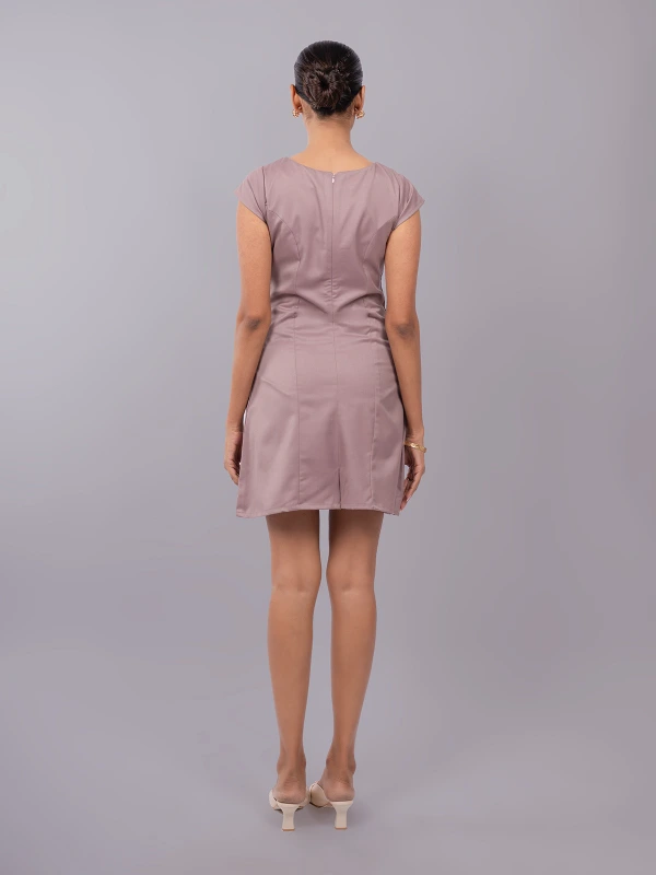 Mauve Formal V Neck Sheath Dress 3