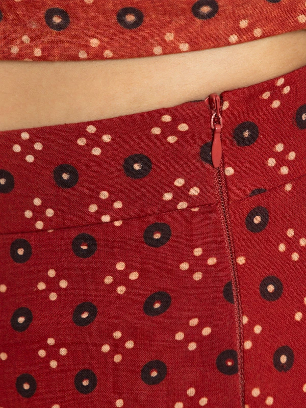Maroon Sleeveless A-Line Halter Kurta With Wide-Leg Pants Set 7