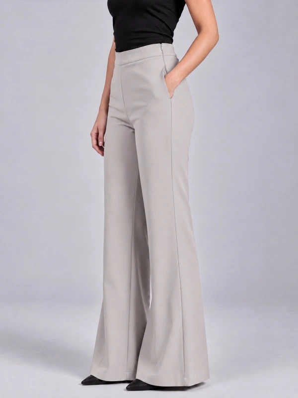 Light Grey high rise Straight-Fit Formal Pants 4