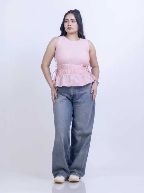 Peach Tie-up Peplum Top 3