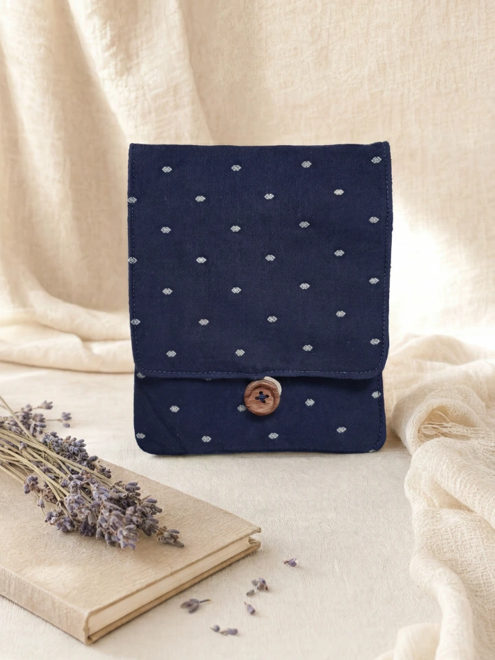 Navy Blue Diamond Drop Print Sanitary Pad Pouch
