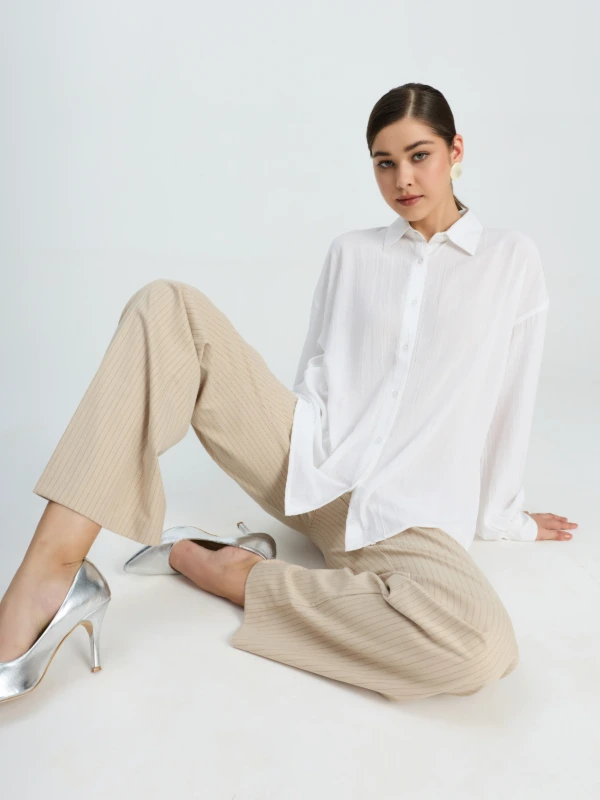 White Oversized Formal Shirt For Women 5