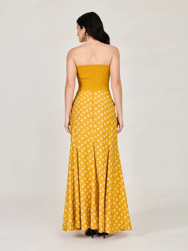 Yellow Bandhani Printed Mermaid Skirt 6