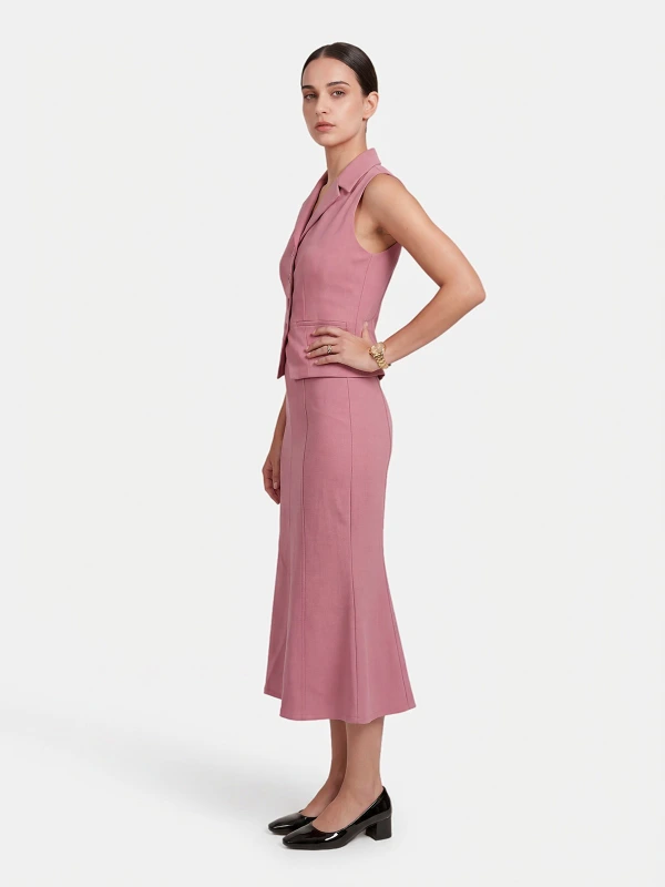 Peach Formal Waistcoat And Skirt Co-Ord Set 5