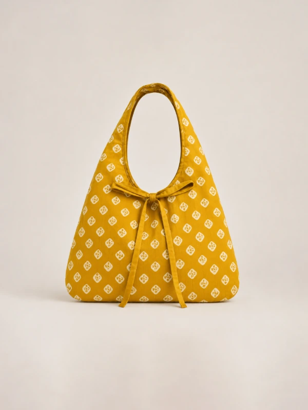 Yellow Bandhani Printed Hobo Bag