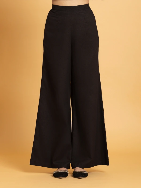 Black Cotton Kurta, Pants & Ajrakh Apron Ethnic Co-Ord Set 4