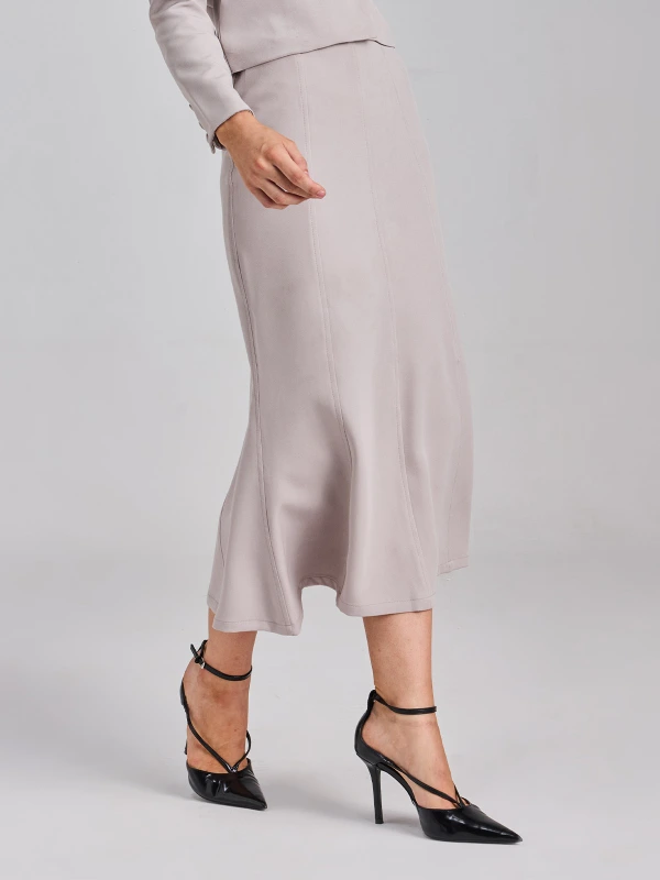 Light Grey Slim Fit Formal Skirt for Women 5