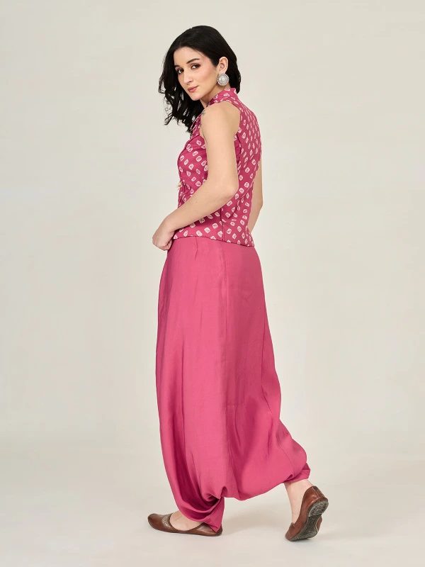 Pink Bandhani Printed Halter Top & Dhoti Pants Ethnic Co-ord Set 6