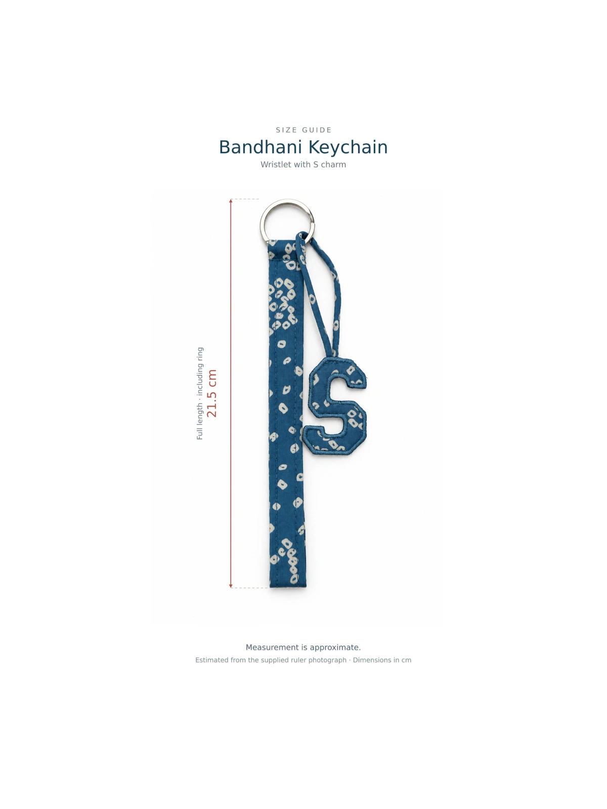 Blue Bandhani Customizable Letter Keychain thumbnail 4
