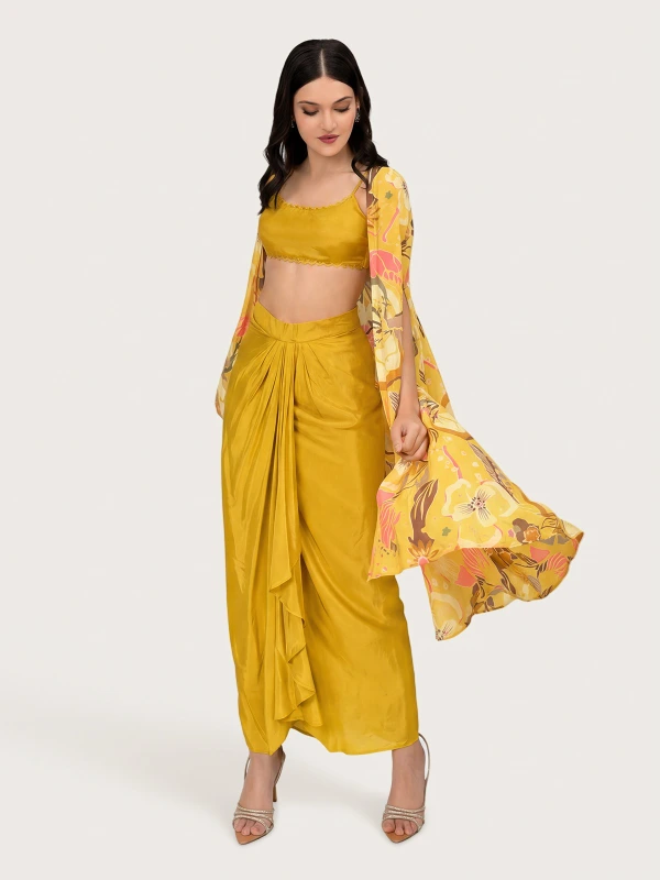 Yellow Ethnic Dhoti Skirt For Women 2
