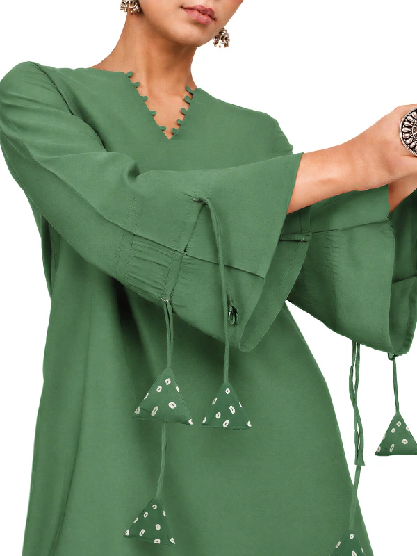 Green A-Line Kurta & Farshi Pants Set 3