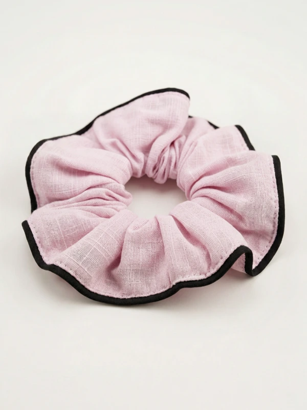 Light Pink Scrunchie With Black Border 4
